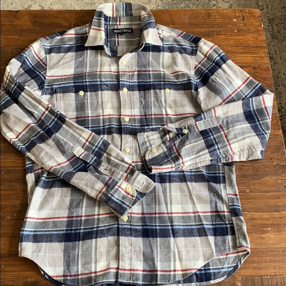 J Crew crew neck flannel button down shirt